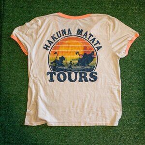 DISNEY PARKS HAKUNA MATATA TOURS CASUAL T-SHIRT WOMENS CREAM SHORT SLEEVE XXXL